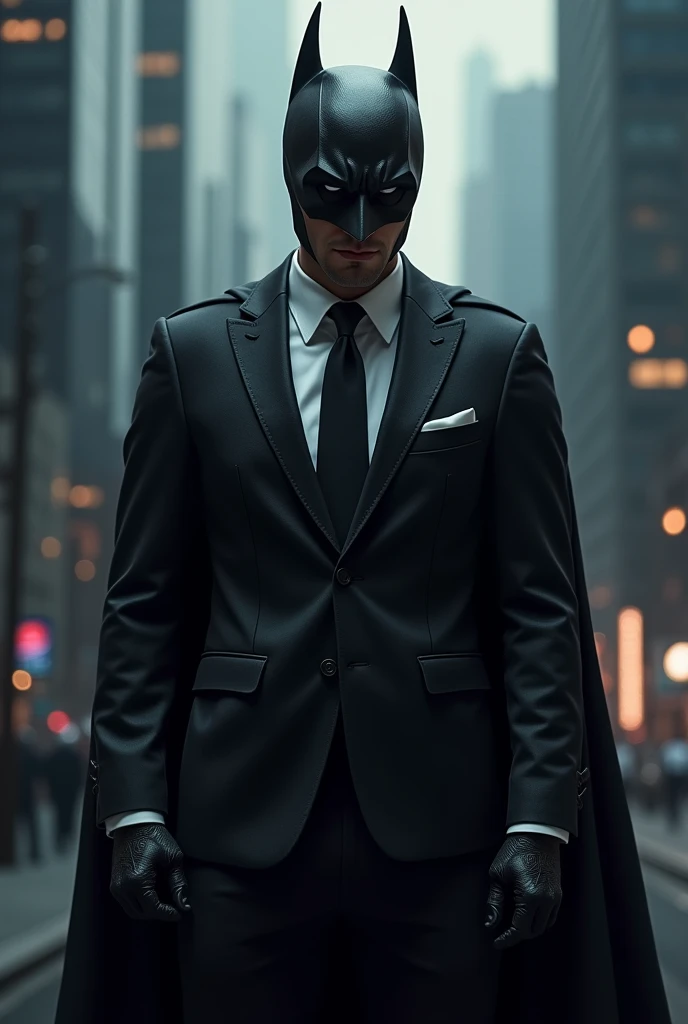 Batman with a formal clothes and his mask