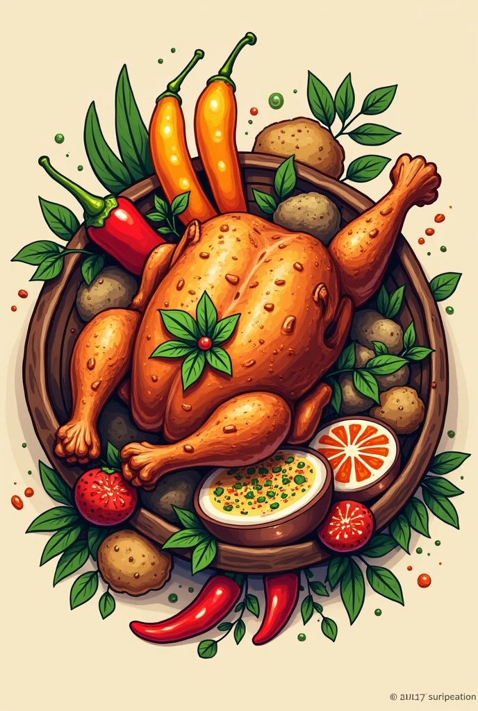 Create a logo with images of Peruvian food and the title “Peru on your table”