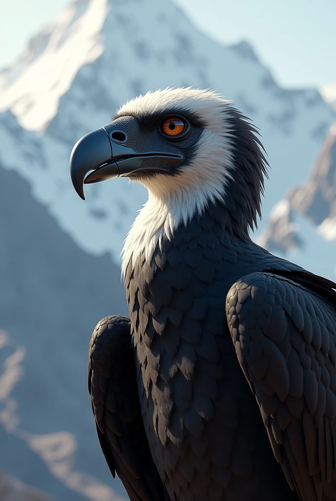 Male Andean condor with prosthesis in its beak