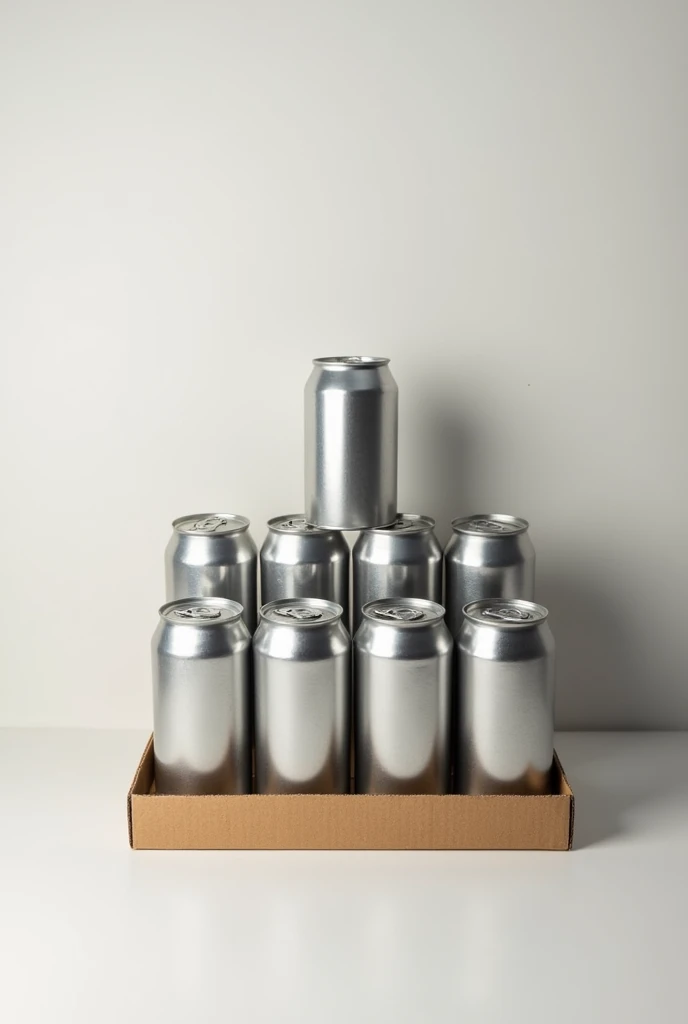 Cardboard tray, 12 tin cans, 2 height