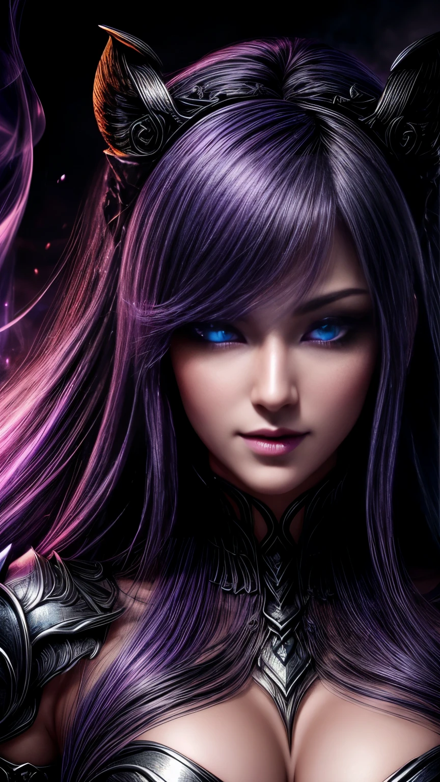 (Highest quality detail)、Realistic、8k Ultra HD、High resolution、(One Woman),(Fatal Beauty,attractive) ,(Mysterious charm:1.1),(Big Breasts、Attractive silhouette),Ultra-detailed、High quality textures、Intricate details、Highly detailed CG、High quality shadows、Beautiful and delicate face、Beautiful and delicate eyes、Written boundary depth、Ray Tracing、20th Generation、Cute K-Pop Girls、(The Face of Ulzan in Korea)、Thin face、(URZAN-6500-v1.1:0.6)、PurerosFace_v1、Glowing Eyes、Perfect body、 Viewer Display、(Highest quality detail:1.2)、8k Ultra HD、Close-up of a woman, Realistic rendering, attractive, Real Girls, Gurwitz, role play, Realistic 3D style, 8K Portrait Rendering,(truth,truth:1.4),(Sparkling eyes girl:1.2)、cheek、Glossy Lips、Best image quality, 8k Ultra HD Full Color RAW Photos, Fujifilm(Medium format), hasselblad, Carl Zeiss, Incredible dynamic range photography(utility_art:Smooth-768:1.1),High resolution, High pixel count, Clear details, Clear images, Natural color reproduction, Noise Reduction, High fidelity, quality, Software Improvements, Upscaling, Optimized Algorithms, Professional-level retouching, 強力なスーパーevil femaleがクローズアップでポーズをとる, Black Goddess 、(Expose your shoulders), Flowing purple hair, View your audience, Highly detailed face, Blue smoke swirling around her, Love evil things, Captivating blue eyes, Dark fantasy, Esoteric arachnids lady, Spider Queen, Esoteric arachnids, Combat Stance, Sharp fangs, nature, ((Complex metallic colors in the foreground)), (( Fluid Mechanics, The most beautiful smooth scale face makeup, Smirking expression)) 、Dark blood, Onyxia、Beautiful young witch, purple hair, dark purple lips, evil, evil female, smile, Black Prom Dress, She is coming to you, Bright Blue Eyes, Surrounded by swirling pink smoke, Blood Chain, Behemoth Bones, Snake-like tentacles, Cruel Teeth, Expressions of madness, Oppressive Dungeon、 Grotesque shadows dance, The creature whispers, Stifling atmosphere, Vision problems, Visible Madness. Blade, A flash of evil intent shines, reflect (Light) Beyond the Darkness,