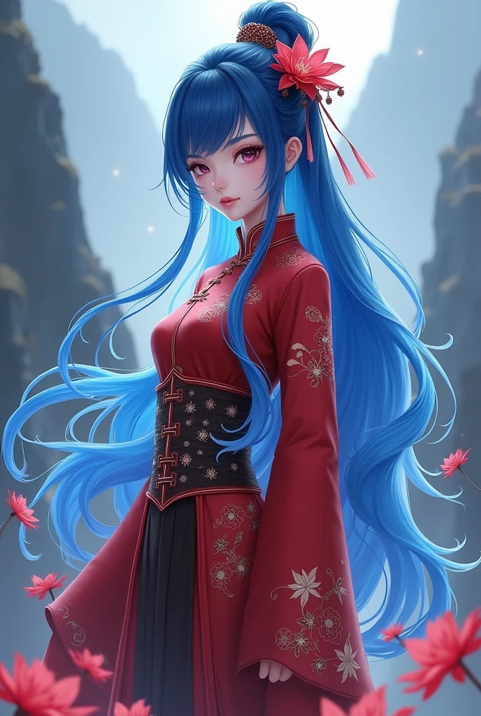 Crear a Hu Tao de genshin impact con color de pelo azul