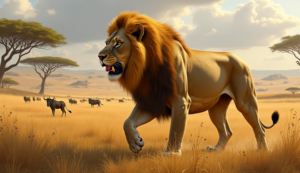 One day, the lion felt very hungry. He thought that today he should have a big meal.