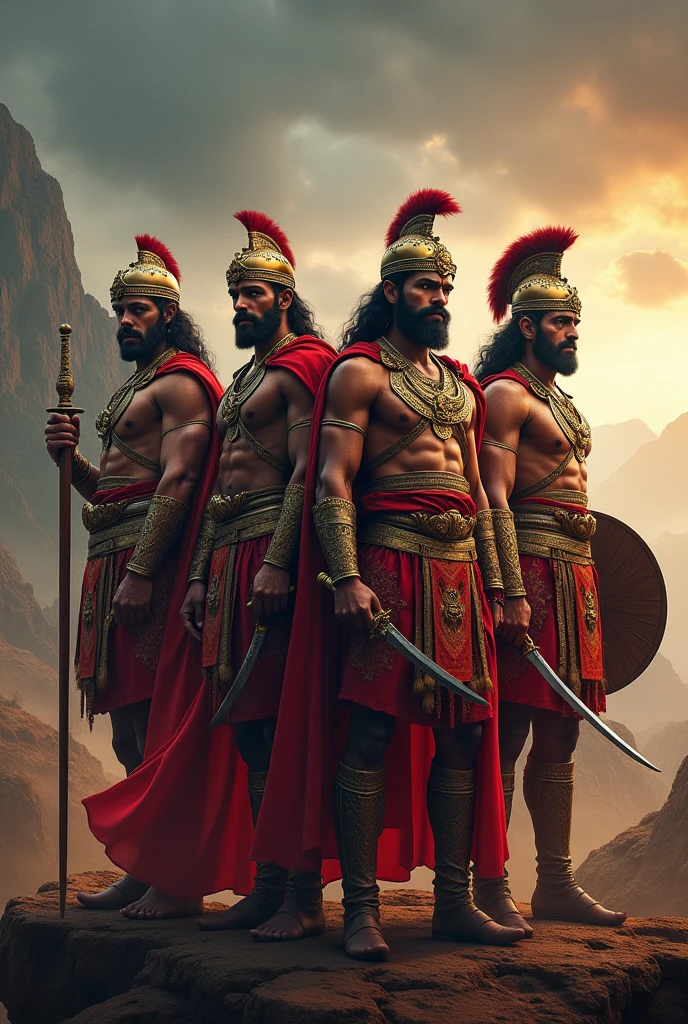 Image of 4 rajput indian Warriors above chest height 