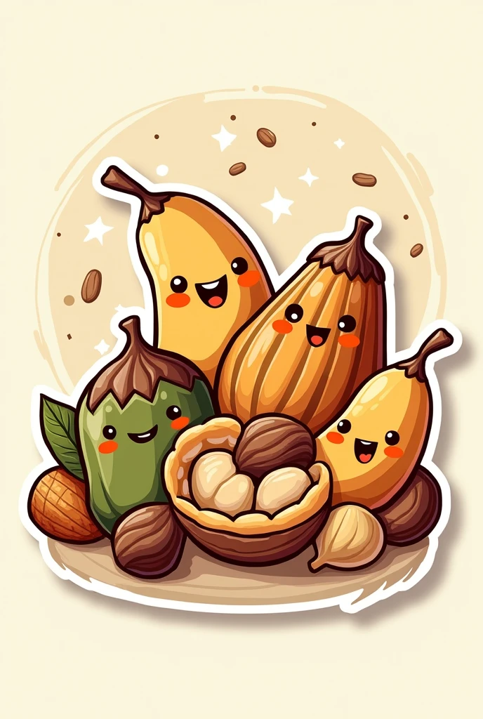 Nuts drawn in illustration style, Sticker