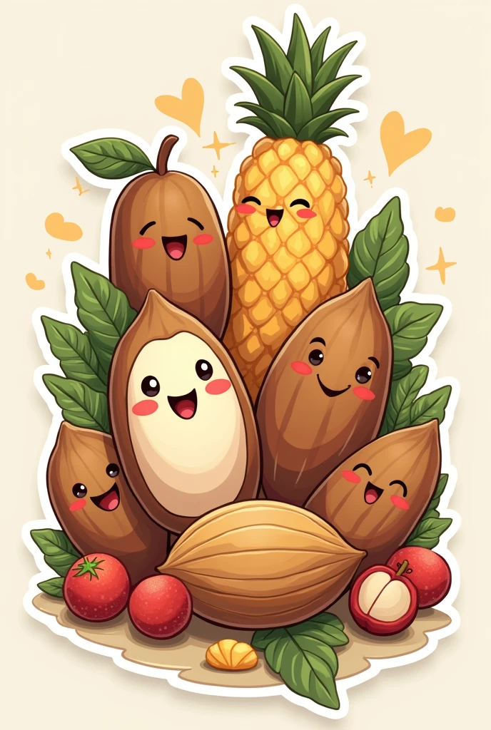 Nuts drawn in illustration style, Sticker