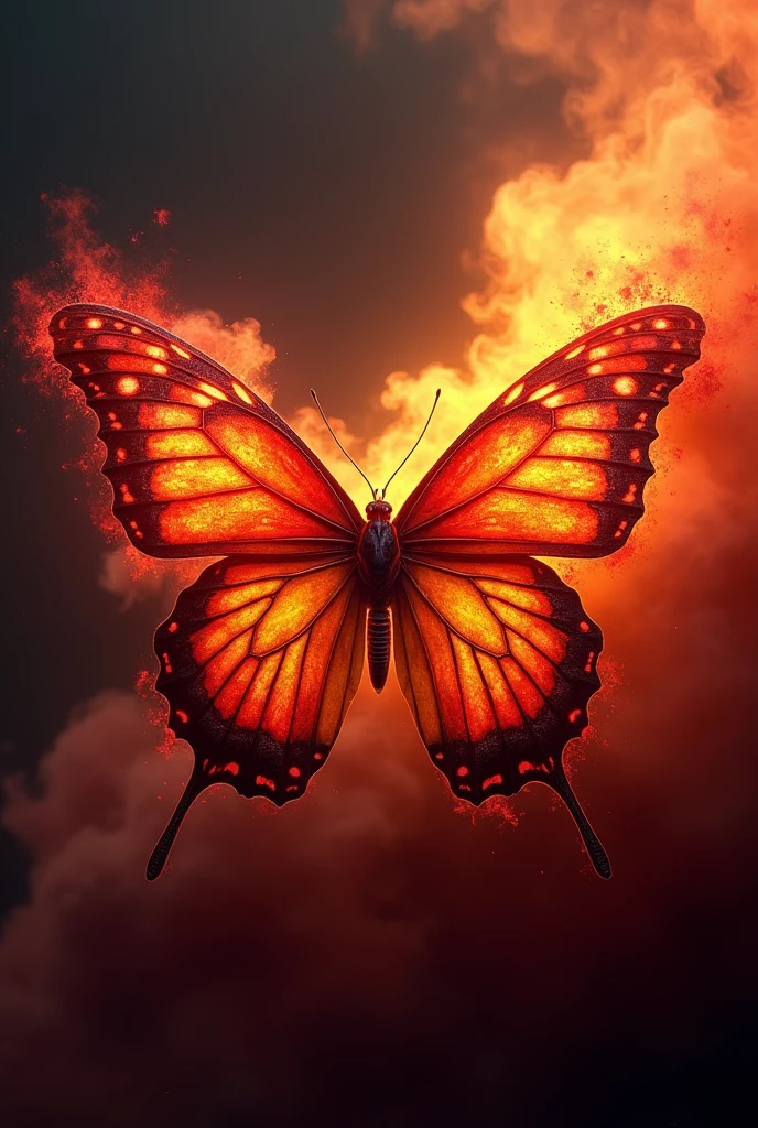 Butter fly background for gaming channel with red and yellow fumes