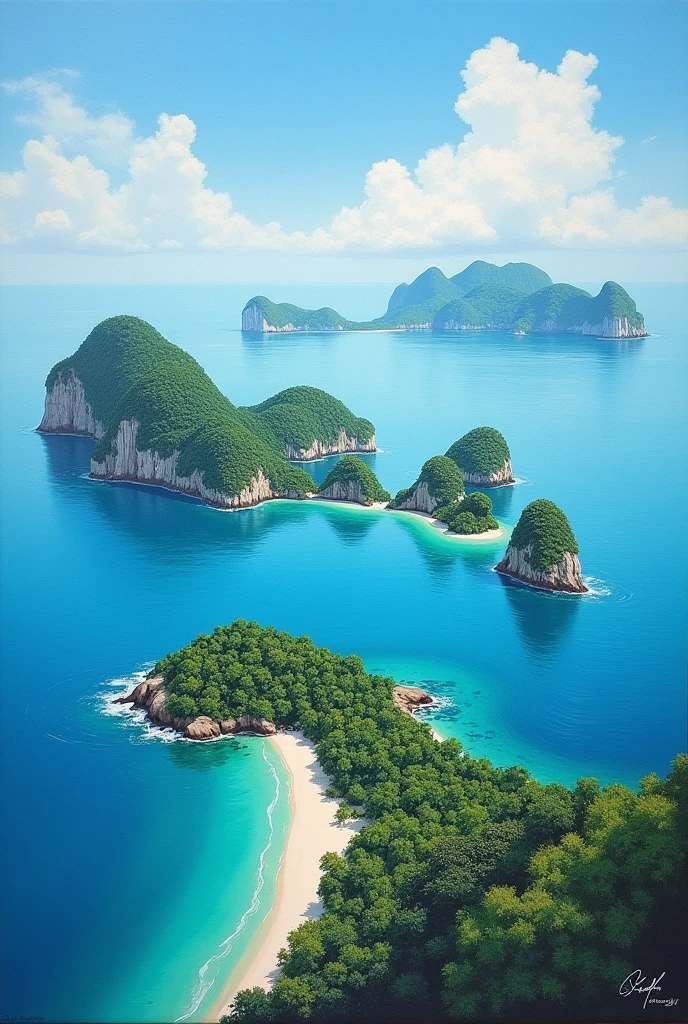 Hand-painted painting with the theme of Vietnam&#39;s Hoang Sa and Truong Sa archipelagos