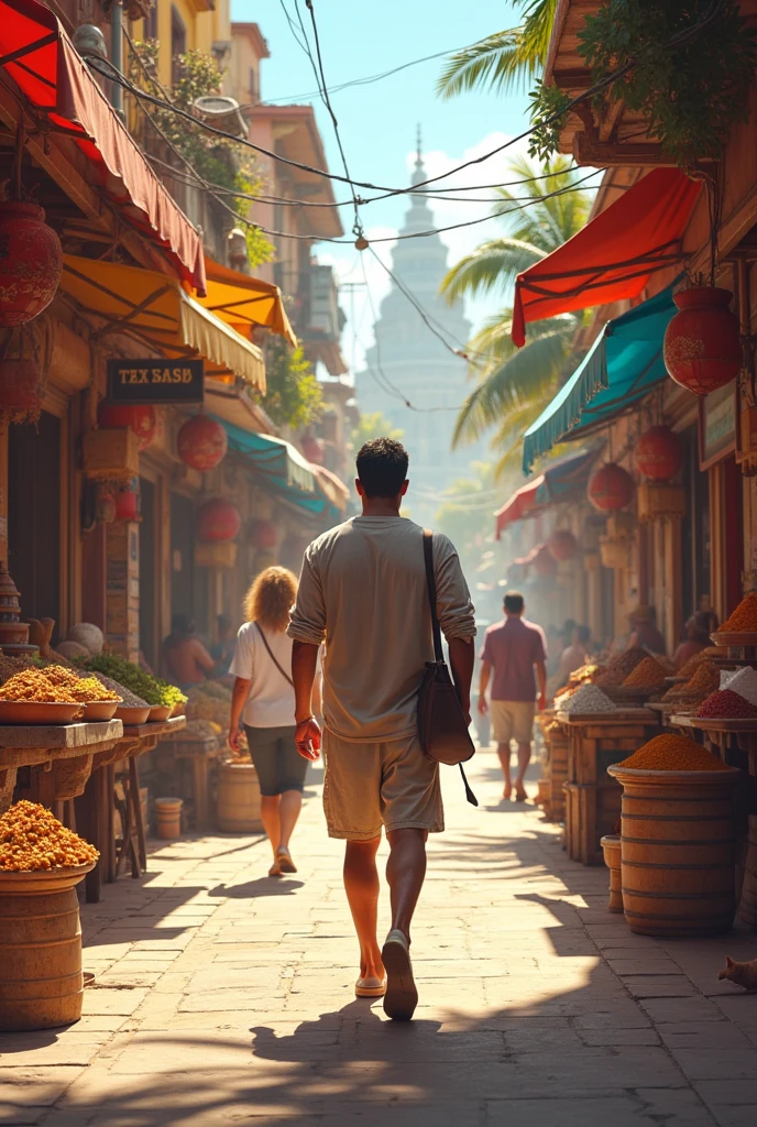 In 40 degree Celsius temperature, a man strolls through the streets of Curry, sightseeing