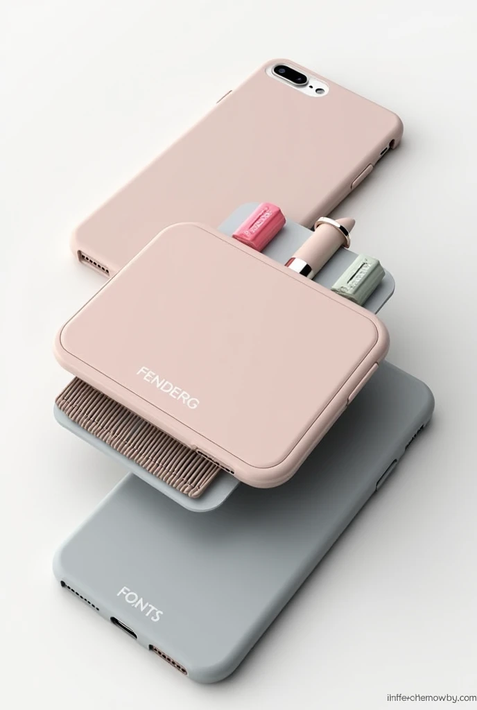 A phone case that can take out a comb, lipstick, and mirror.
