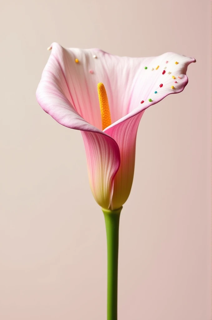Neapolitan ice cream colored calla lily flower with colored sprinkles