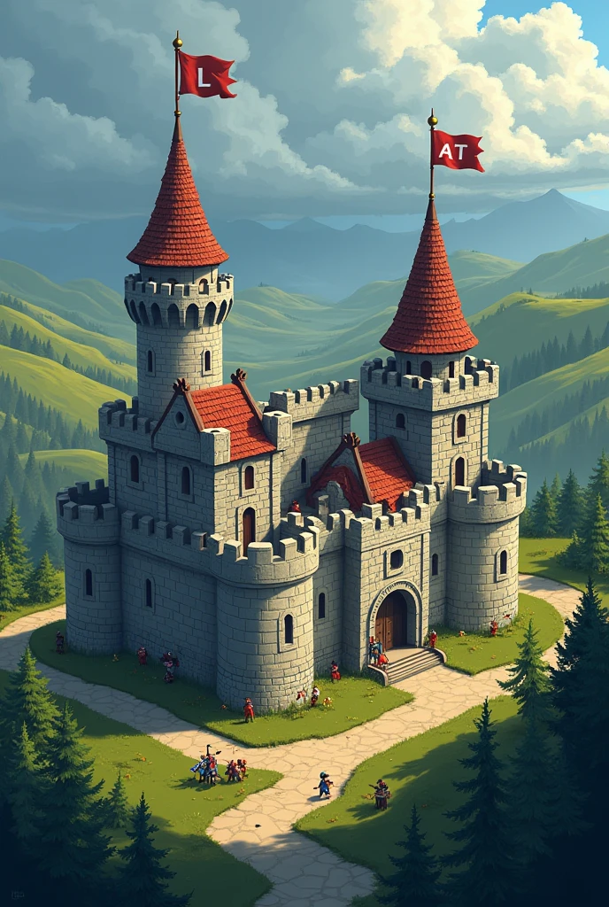 Last War game in war between miniature castles, all castles with the same strength and sizes, with 2D game graphics written 'atL' between the castle