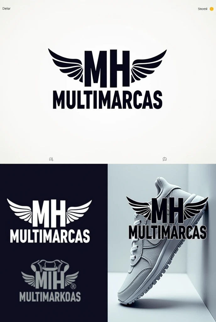 Create a logo with the name MH multimarcas for selling sneakers More images in this style 
