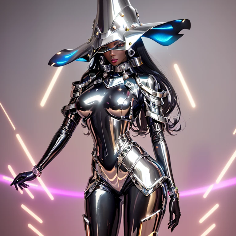 close up of woman in metallic dress and hat, metallic shiny leather. difficult, Fashionable futuristic woman, Metal sculpture, futuristic glossy latex suit, Afrofuturism style, shiny metallic glossy leather, Metal Torso, Futuristic clothing and helmet, inspired by Hedy Xandt, futuristic art style, metal bronze plating, Metal leather, Futuristic fashion, Afrofuturism