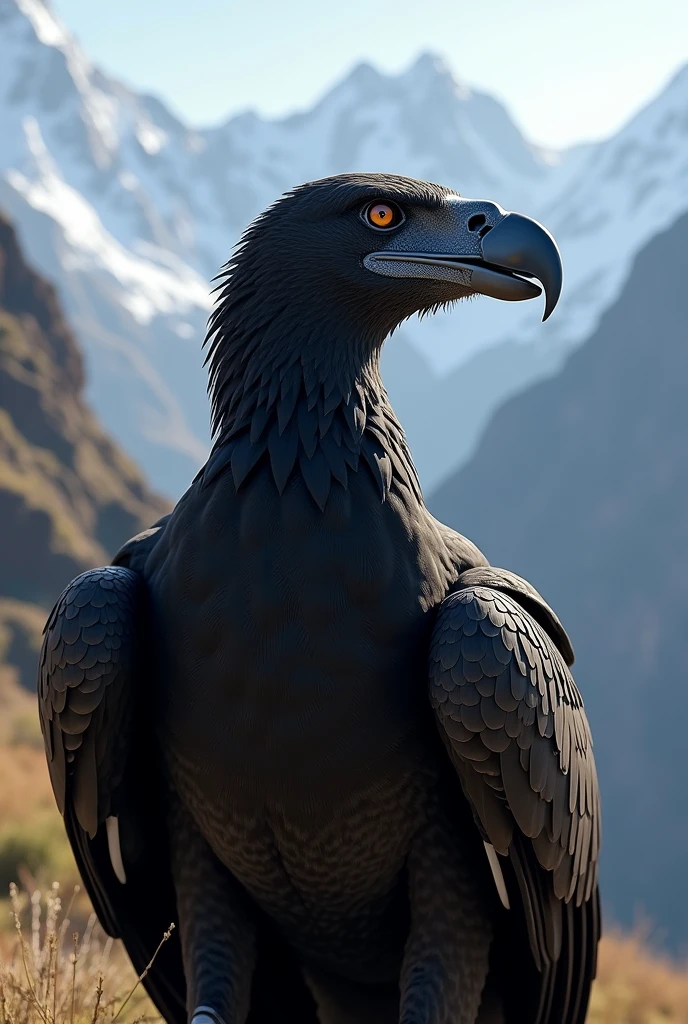 Male Andean condor with prosthesis in its beak