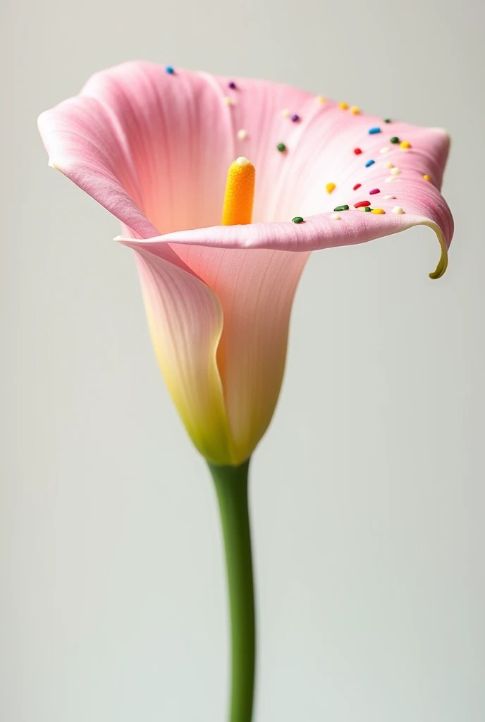 Neapolitan ice cream colored calla lily flower with colored sprinkles