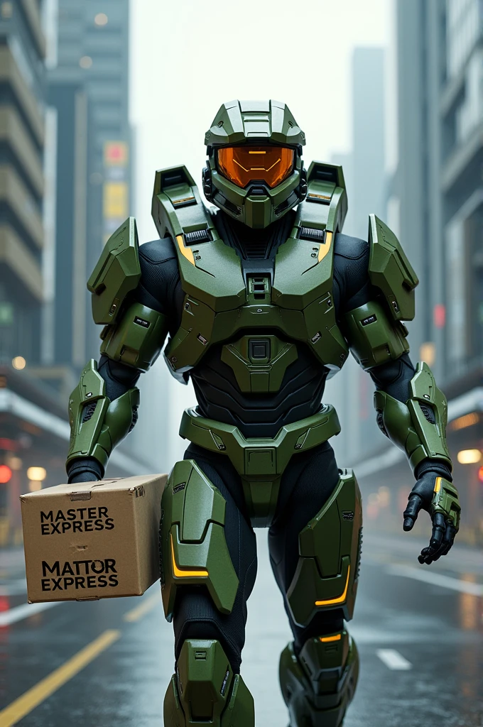 MASTER CHIEF AS A DELIVERY and with text that Says "Master Express"