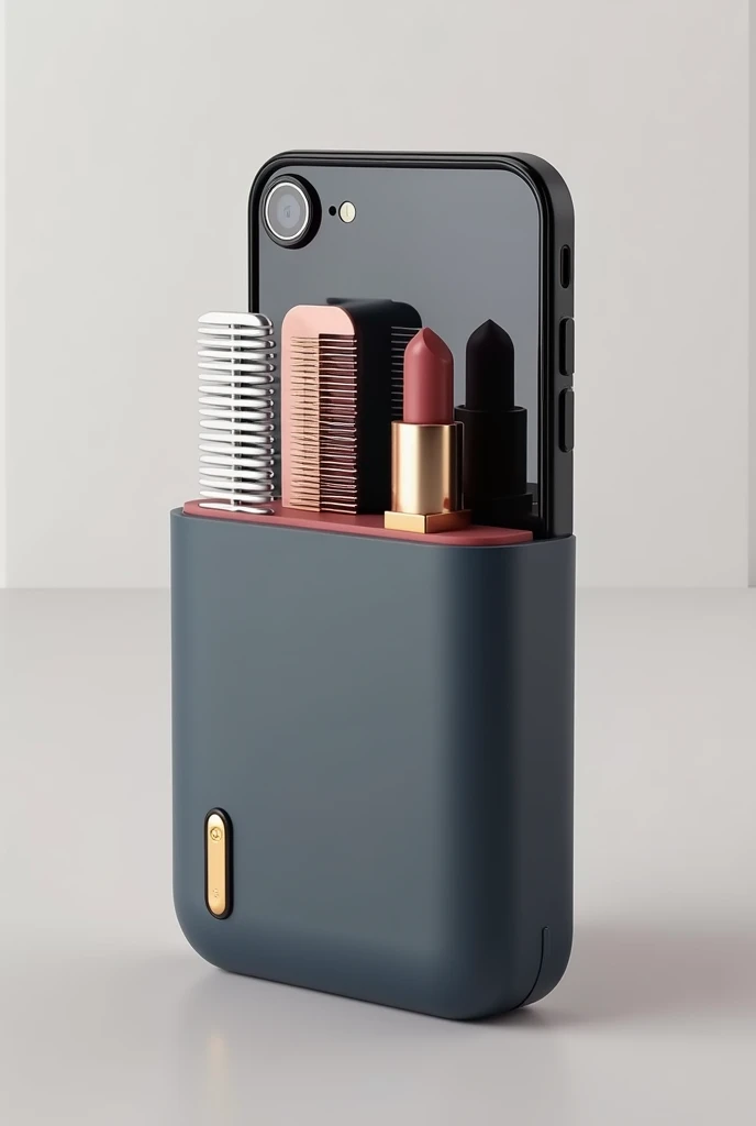 A phone case that can take out a comb, lipstick, and mirror.