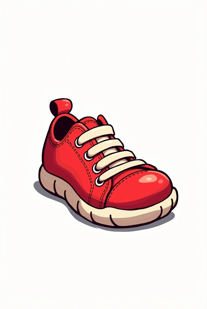 A red tennis shoe with a white background in a cartoon style cuphead
