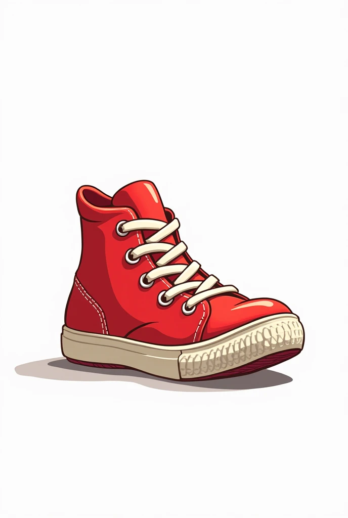 A red sneaker with a white background in a cartoon style cuphead 