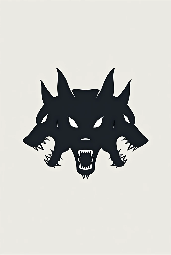 Minimalist Cerberus logo for sportswear featuring the 3 heads 
