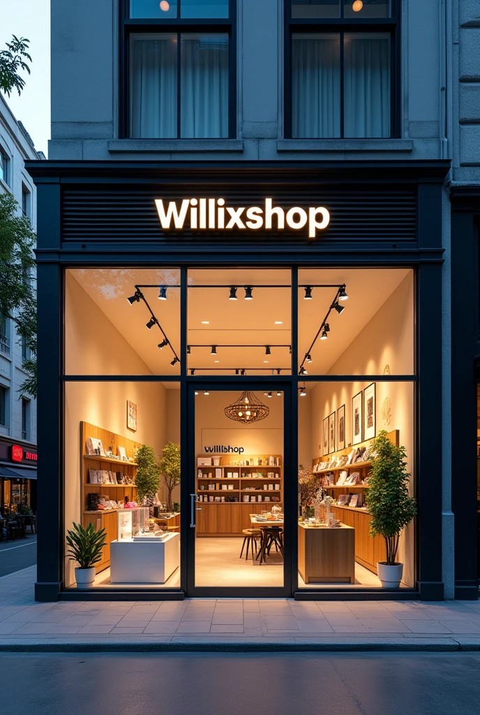 a physical store with a wide facade and dropshipping with the name willixshop