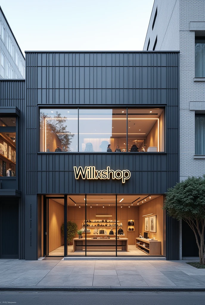 a physical store with a grid facade and dropshipping with the name willixshop