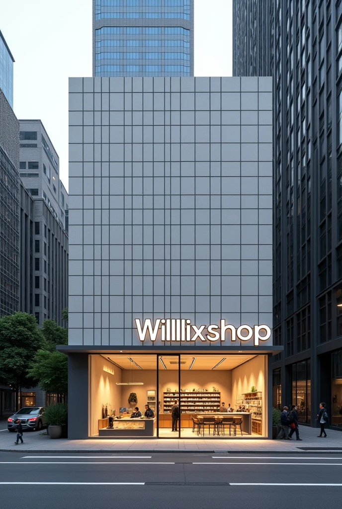 a physical store with a grid facade and dropshipping with the name willixshop