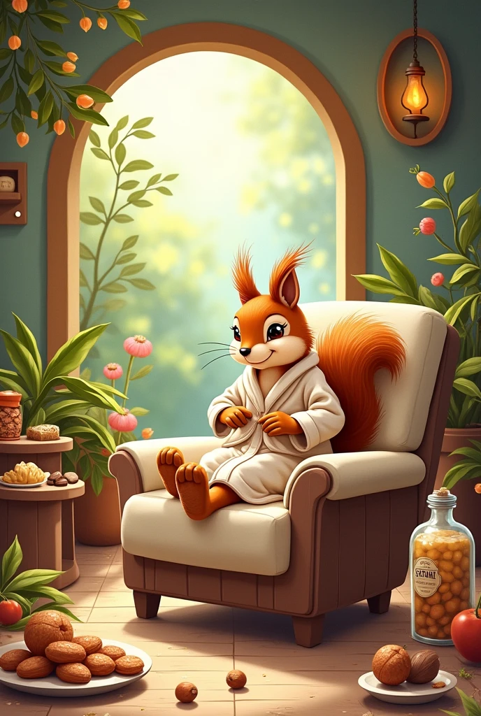 Nuts and a squirrel , picture in the form of an illustration picture for the holiday nut spas, summer