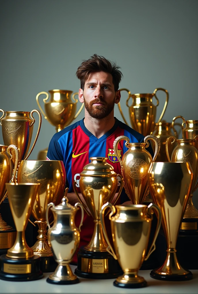 Messi with all of his trophy.