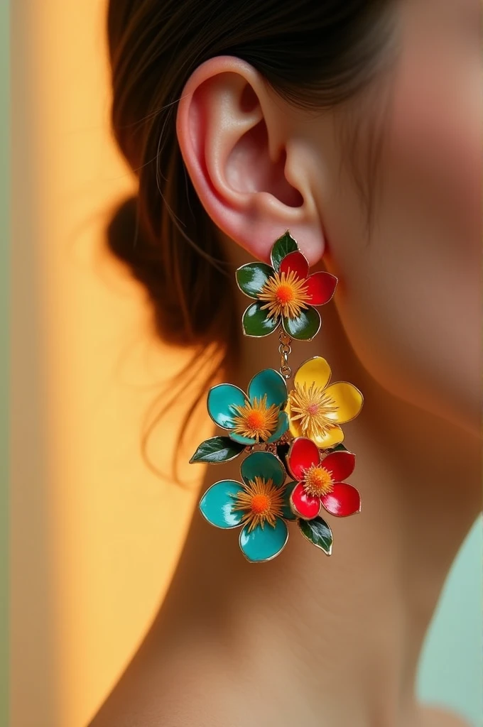 Create floral multicolour drop earrings 