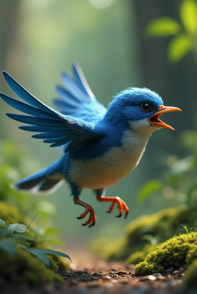 Blue bird out of breath