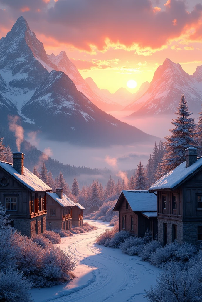 Sunrise behind the mountainin villages beautiful 
