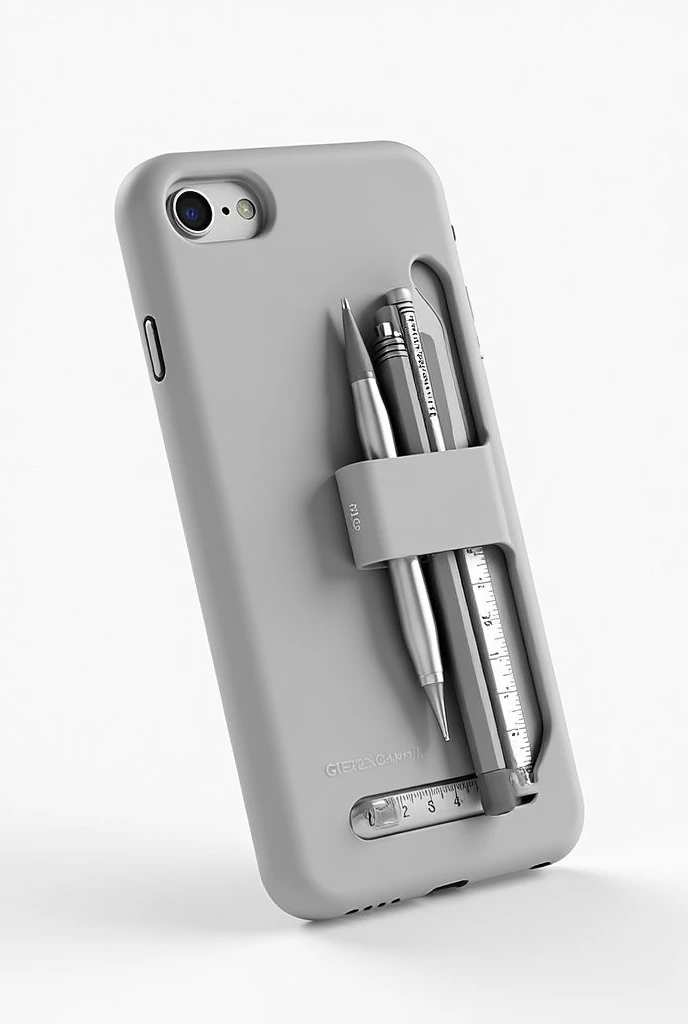 Phone case with removable pen, pencil, eraser and ruler