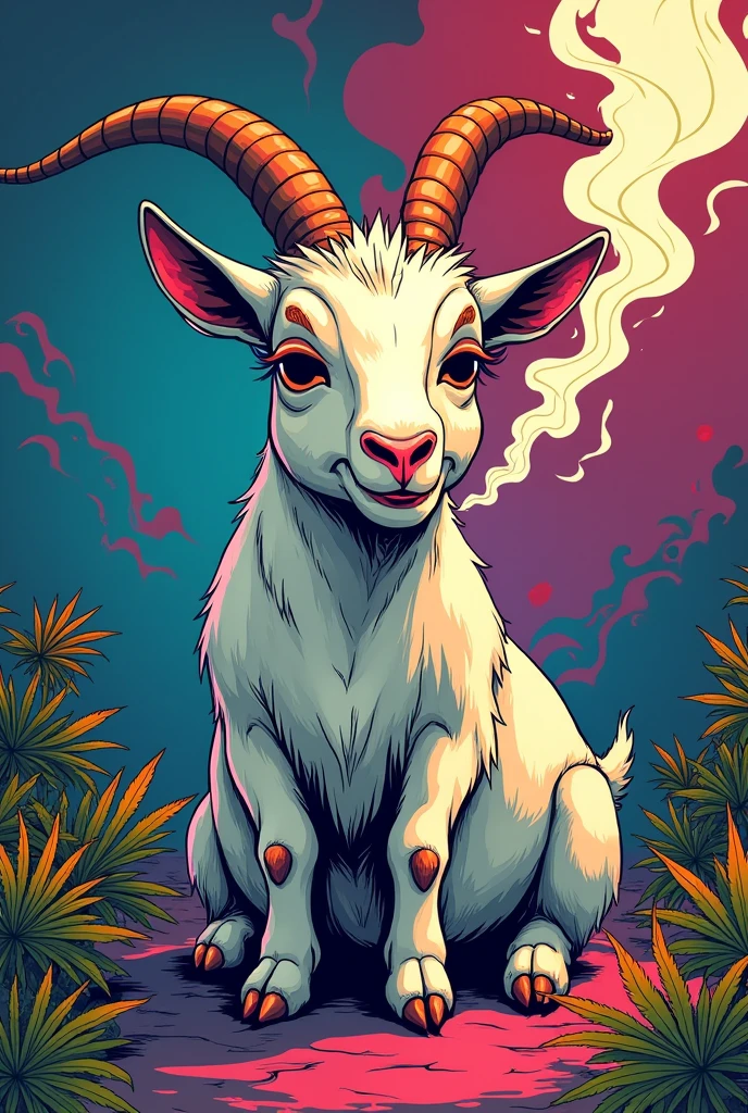Chèvre qui fume cannabis façon manga adulte