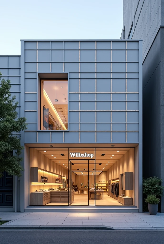 a physical store with a grid facade and dropshipping with the name willixshop