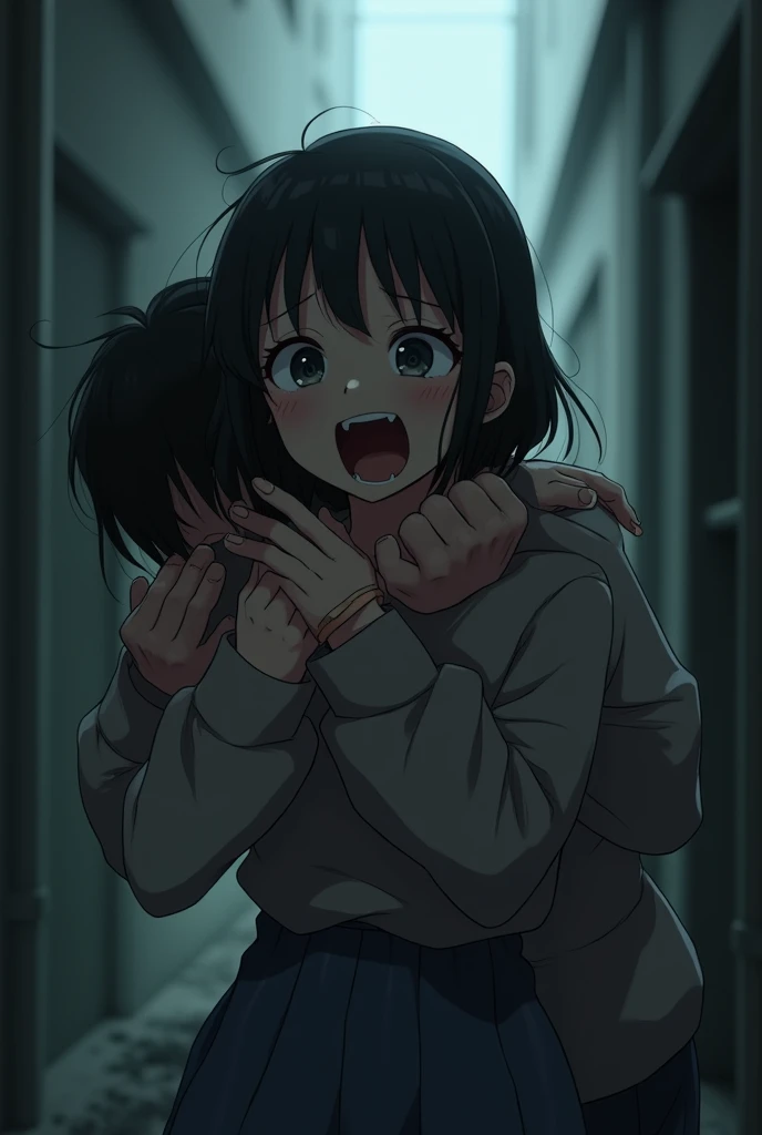 Anime girl being strangled