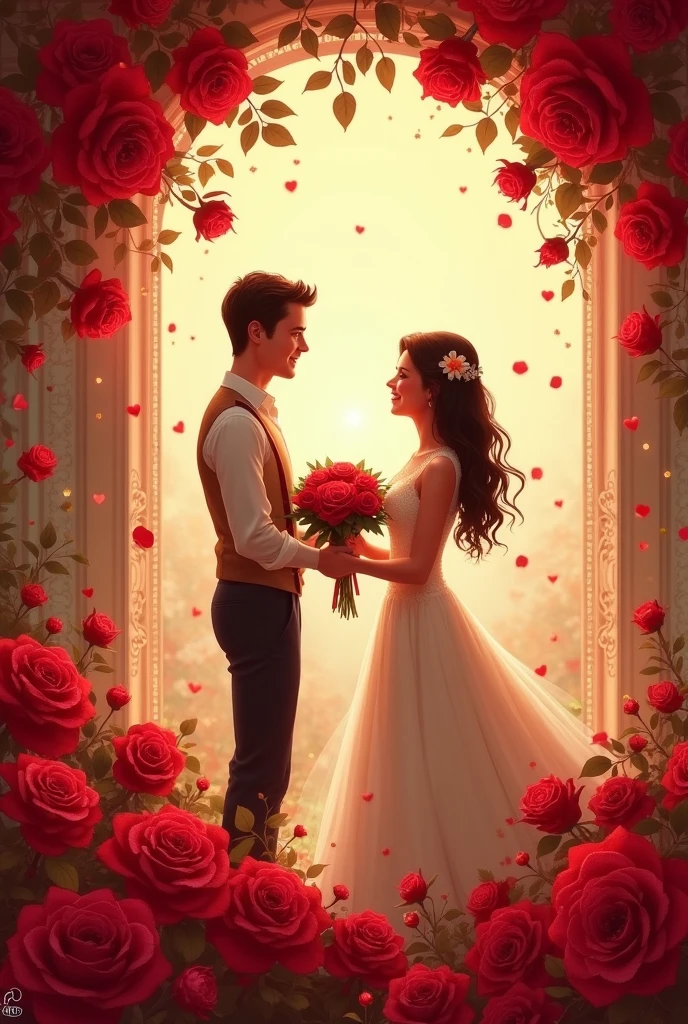 Create a 25 th wedding aniversary wish with red roses and Congratulations to both of you on your 25th wedding anniversary. May your life be blessed by God and filled with more love and happiness.
Happy 25th Wedding Anniversary!