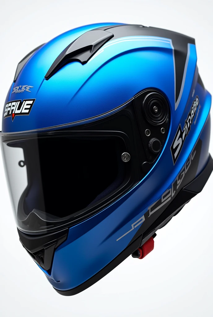 I&#39;m looking for a motorcycle helmet that is eye-catching, deportivo, Safe and with great attraction in blue and that in a part of the helmet says the Safiride brand.
