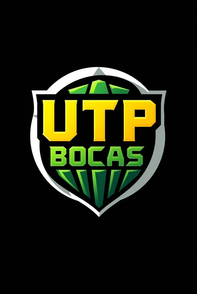 Football logo that says utp bocas in yellow green black white football
