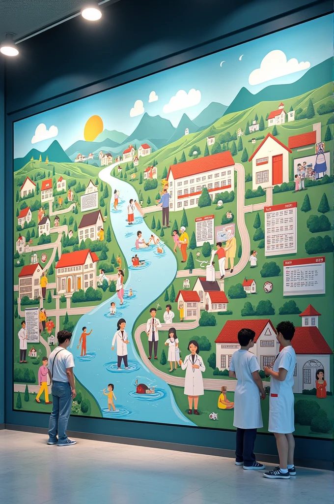 Mural of the levels of care of the national health system