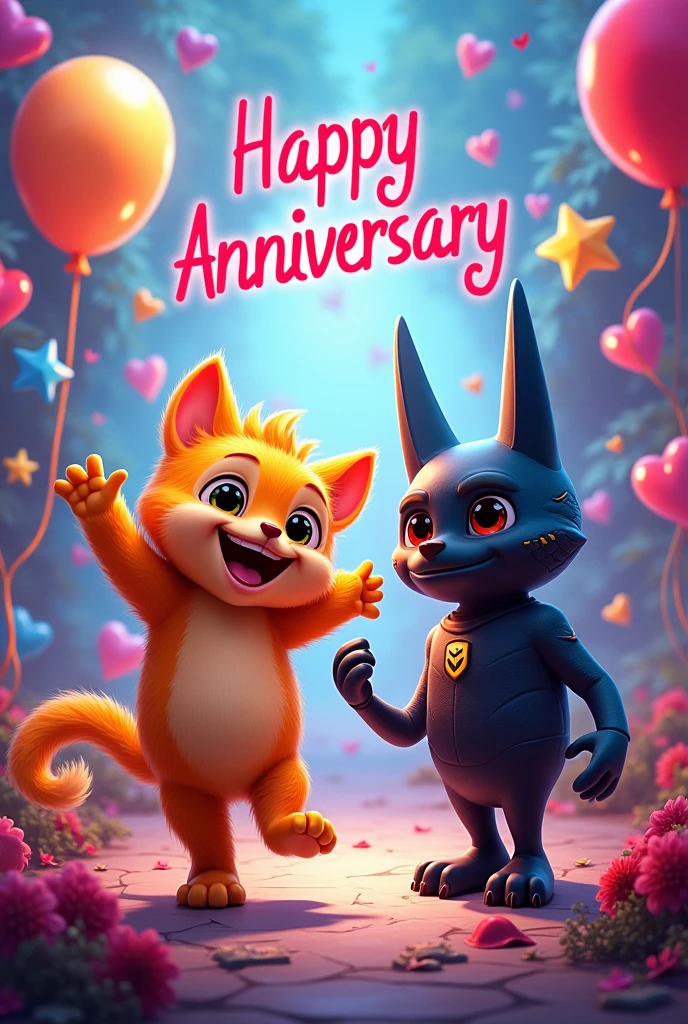 An anniversary birthday card , Featuring MSI Lucky , RADIX AX6600WiFi 6 TRI-BAND GAMING ROUTER , MSI Gaming