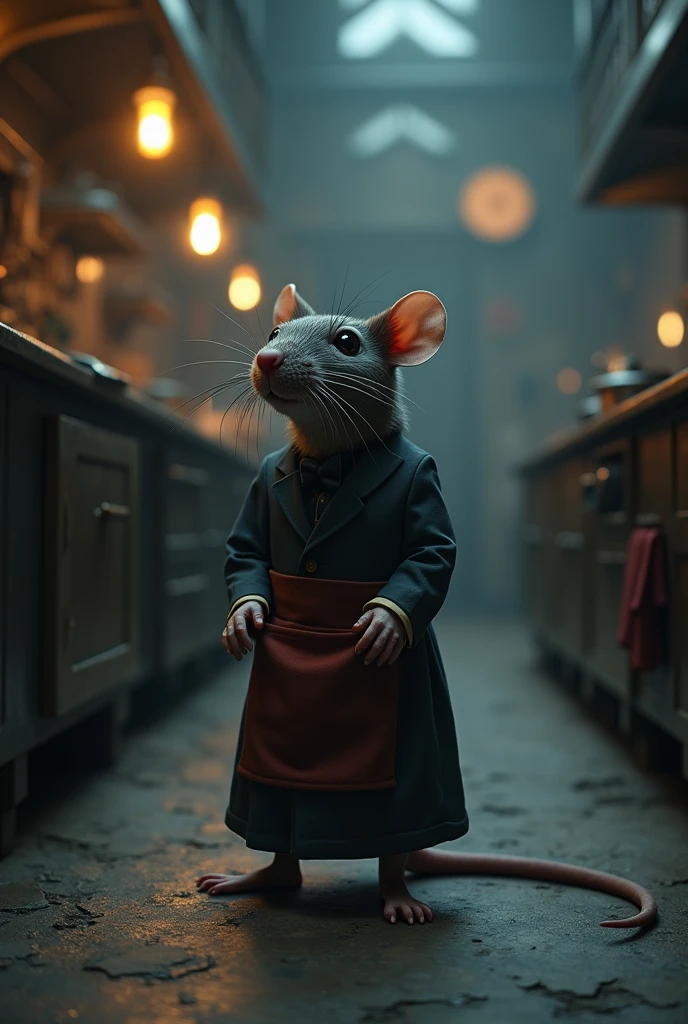 Eager to explore this newfound power, the head chef in the kitchen eagerly consumed the potion. To his surprise, the potion had an unexpected side effect. Instead of understanding the language of animals, the head chef in the kitchen found himself transforming into a small, helpless creature - a rat., Victorian rat, (vacations, high resolution:1.3), (small, selective focus, european film:1.2), (sexual advance:1.1), ,end of hopes ,silence, extremely detailed,dark,sad, easynegative, digital artwork by Beksinski, extremely detailed, dark, chiaroscuro, low-key,in the style of Kelly Slater ,style by Kelly Slater,closeup,digital artwork by Beksinski, style of Kelly Slate