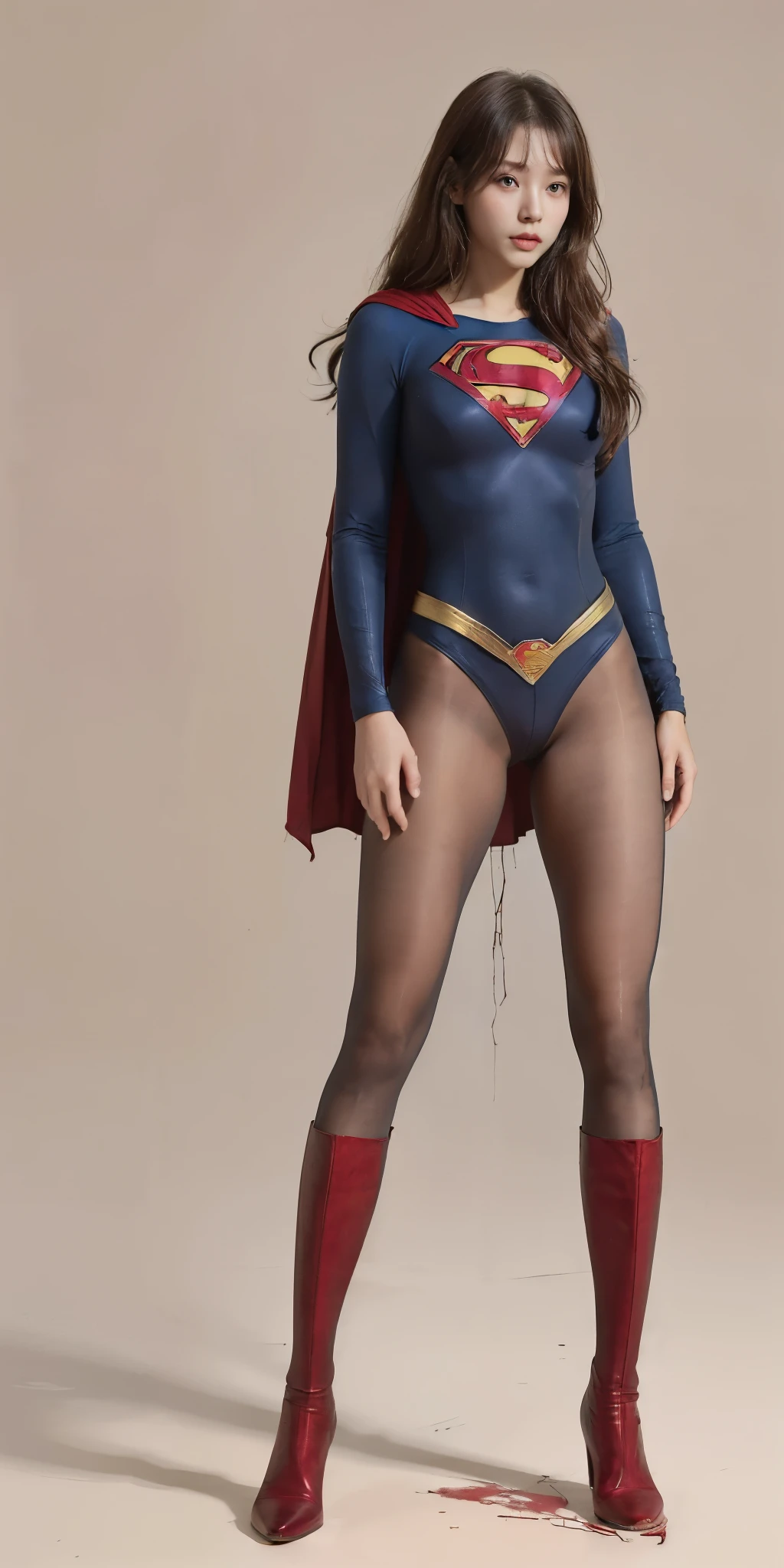 No background、(((Beautiful legs in black tights.)))、(((Legalize the beauty of your suffering face)))、((((Make the most of your original images)))、(((Supergirl Costume)))、(((Beautiful Hair)))、(((suffering)))、(((Please wear black tights....、Wear red boots)))、((Best image quality、8k))、((Highest quality、8k、masterpiece:1.3))、(((Preserve background )))、Sharp focus:1.2、Beautiful woman with perfect figure:1.4、Slim Abs:1.2、Wet body:1.5、Highly detailed face and skin texture、8k