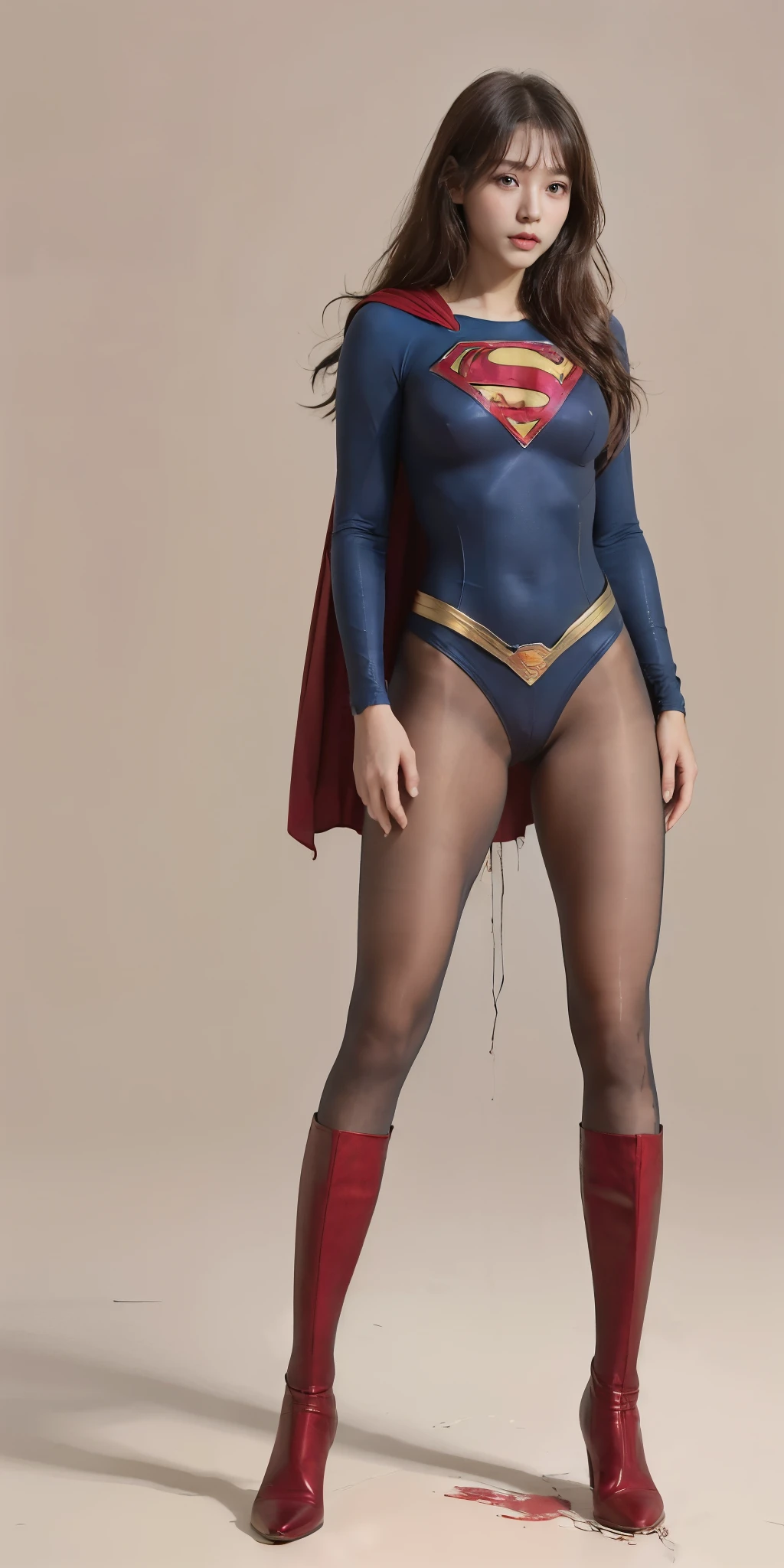 No background、(((Beautiful legs in black tights.)))、(((Legalize the beauty of your suffering face)))、((((Make the most of your original images)))、(((Supergirl Costume)))、(((Beautiful Hair)))、(((suffering)))、(((Please wear black tights....、Wear red boots)))、((Best image quality、8k))、((Highest quality、8k、masterpiece:1.3))、(((Preserve background )))、Sharp focus:1.2、Beautiful woman with perfect figure:1.4、Slim Abs:1.2、Wet body:1.5、Highly detailed face and skin texture、8k