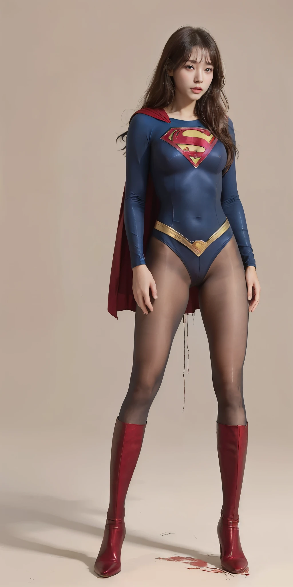 No background、(((Beautiful legs in black tights.)))、(((Legalize the beauty of your suffering face)))、((((Make the most of your original images)))、(((Supergirl Costume)))、(((Beautiful Hair)))、(((suffering)))、(((Please wear black tights....、Wear red boots)))、((Best image quality、8k))、((Highest quality、8k、masterpiece:1.3))、(((Preserve background )))、Sharp focus:1.2、Beautiful woman with perfect figure:1.4、Slim Abs:1.2、Wet body:1.5、Highly detailed face and skin texture、8k