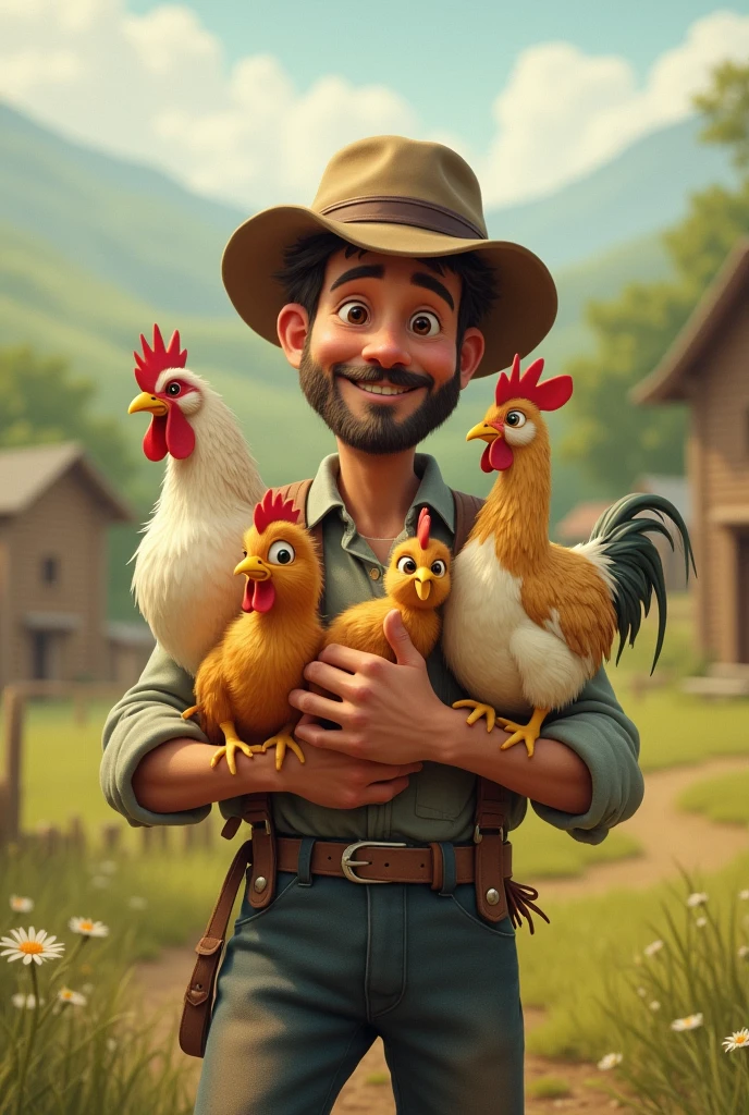 As soon as you say: Drink Pio, and that he carries a hen, a rooster and two chicks