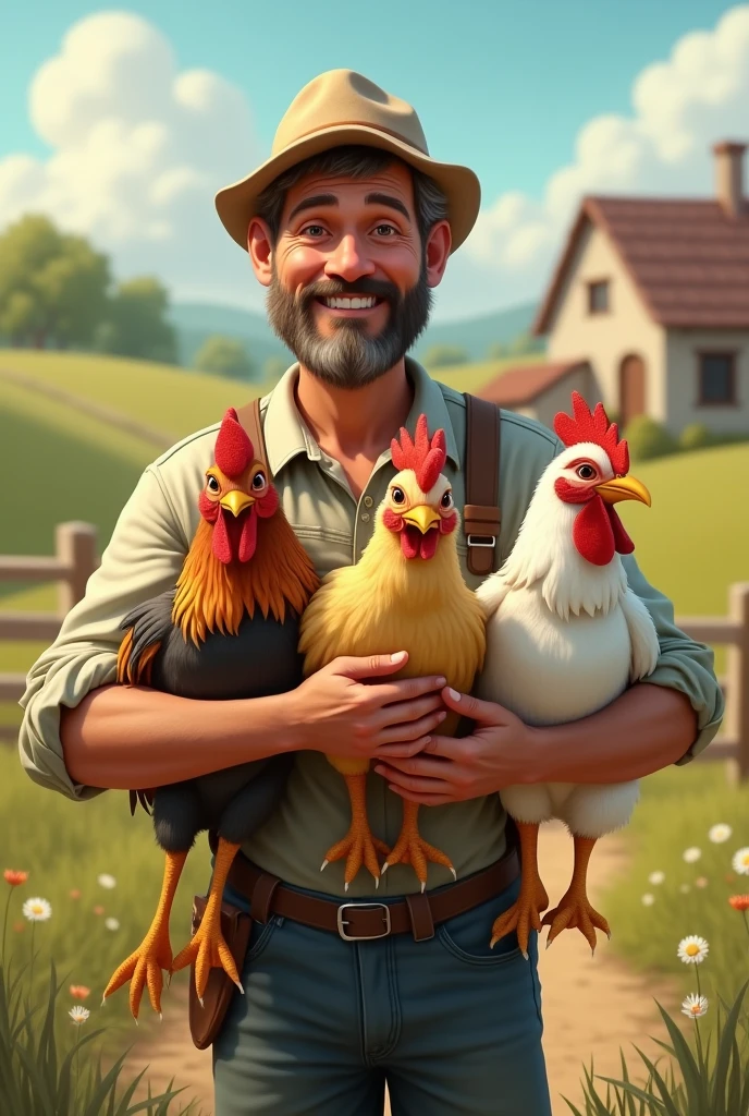 As soon as you say: Drink Pio, and that he carries a hen, a rooster and two chicks