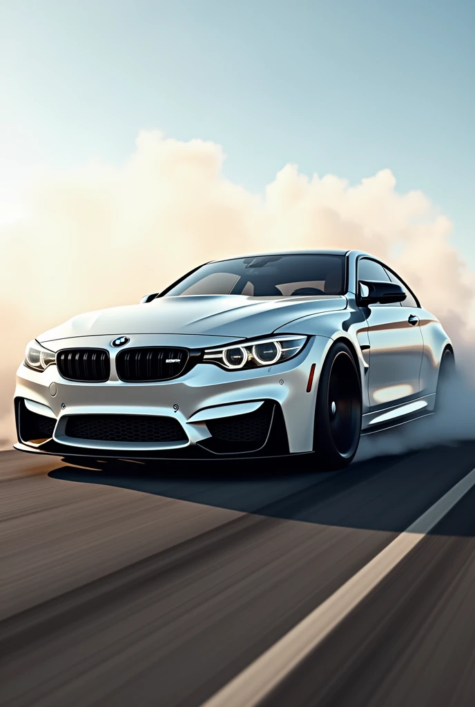 White bmw m4 g80 burning out