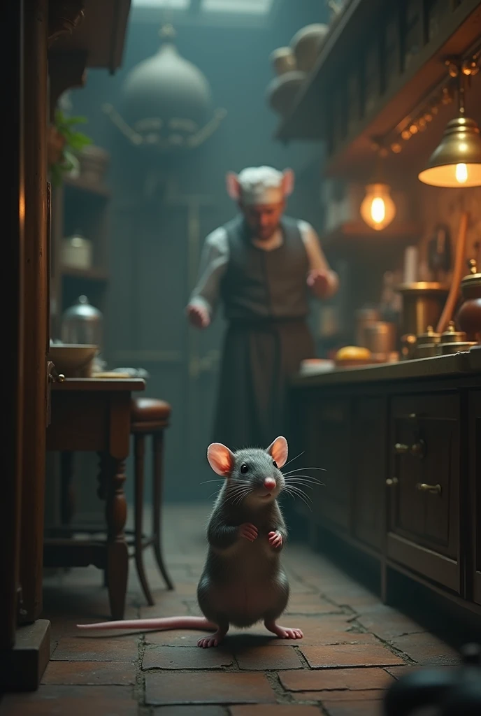 Eager to explore this newfound power, the head chef in the kitchen eagerly consumed the potion. To his surprise, the potion had an unexpected side effect. Instead of understanding the language of animals, the head chef in the kitchen found himself transforming into a small, helpless creature - a rat., Victorian rat, (vacations, high resolution:1.3), (small, selective focus, european film:1.2), (sexual advance:1.1), ,end of hopes ,silence, extremely detailed,dark,sad, easynegative, digital artwork by Beksinski, extremely detailed, dark, chiaroscuro, low-key,in the style of Kelly Slater ,style by Kelly Slater,closeup,digital artwork by Beksinski, style of Kelly Slate